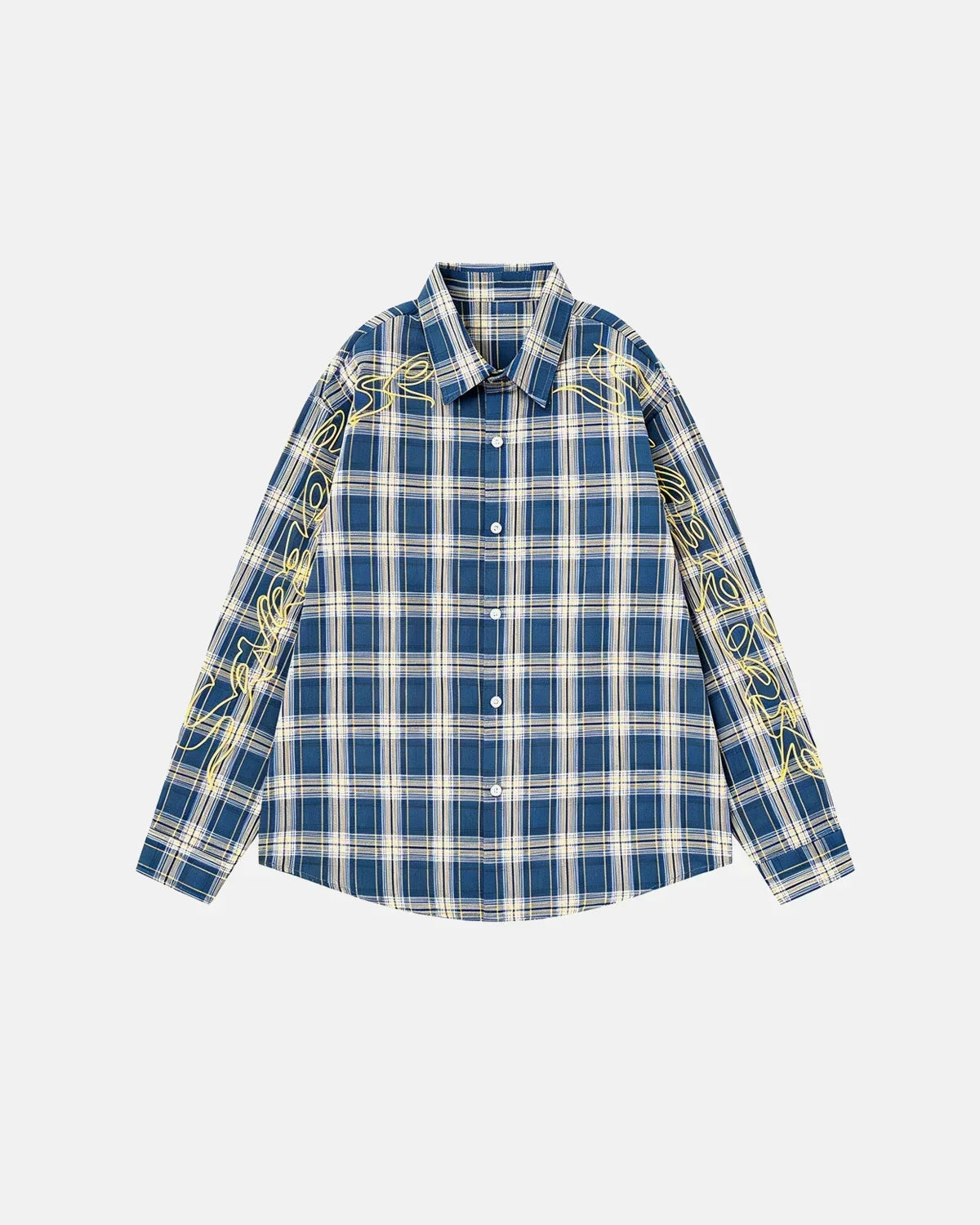 Abstract Line Plaid Shirt
