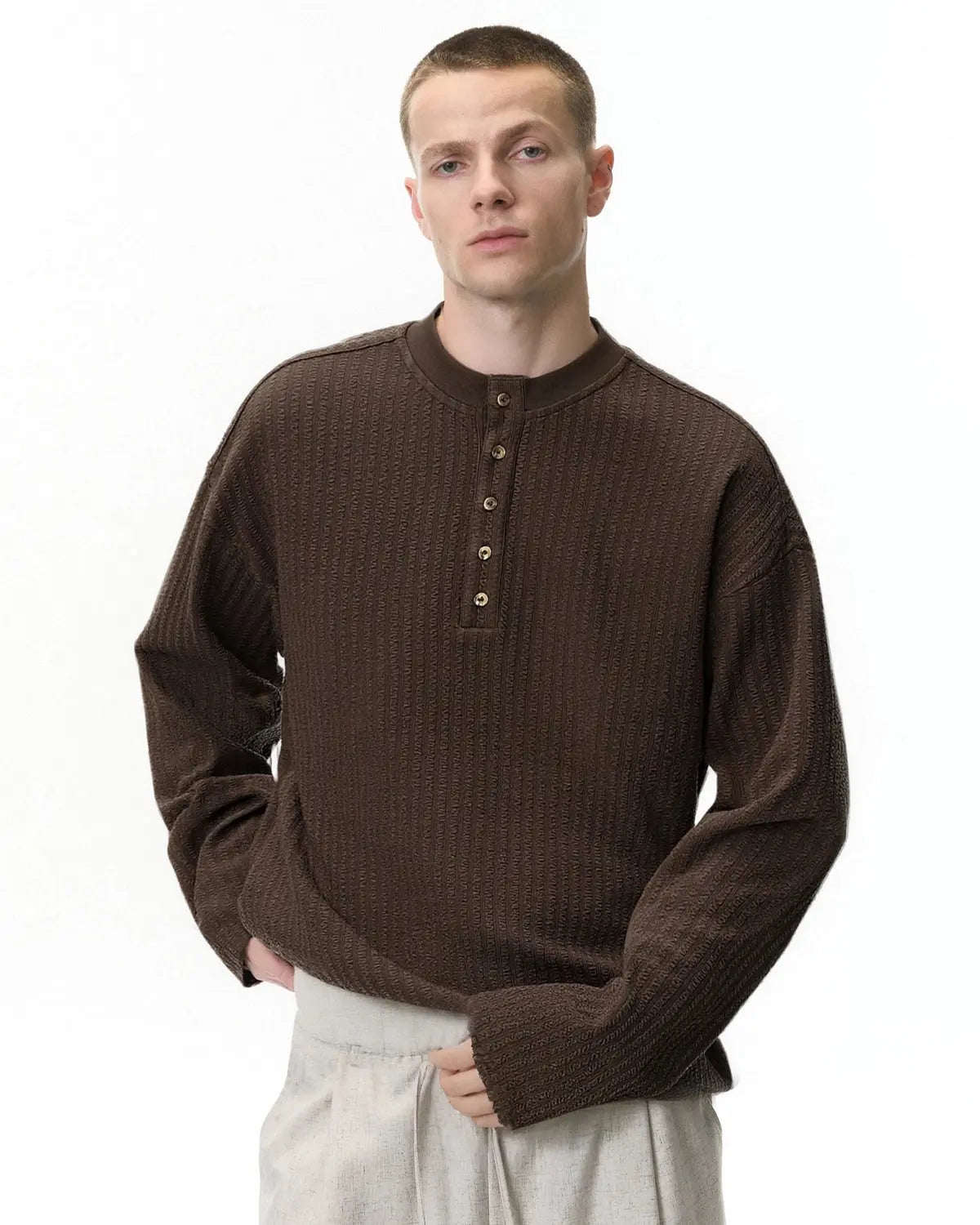Old Money Style Henley Long Sleeve Tees