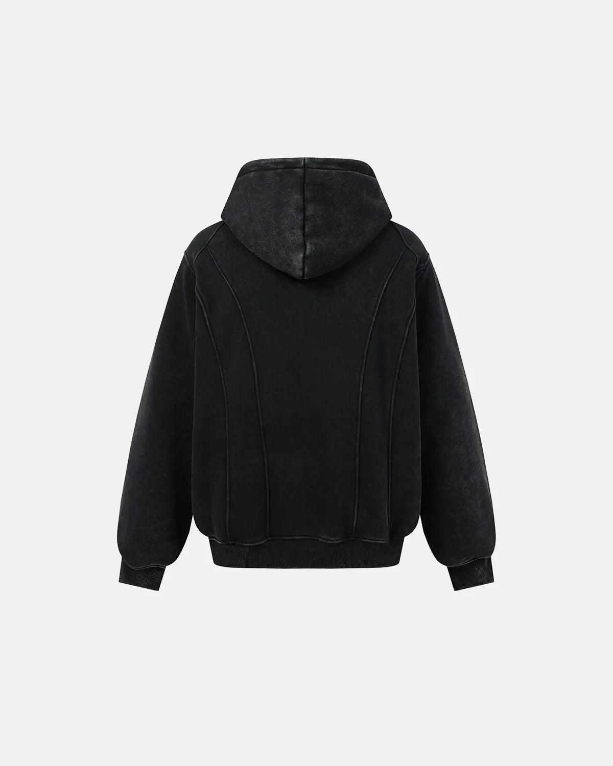 Washed Studded Boxy Zip Up Hoodie