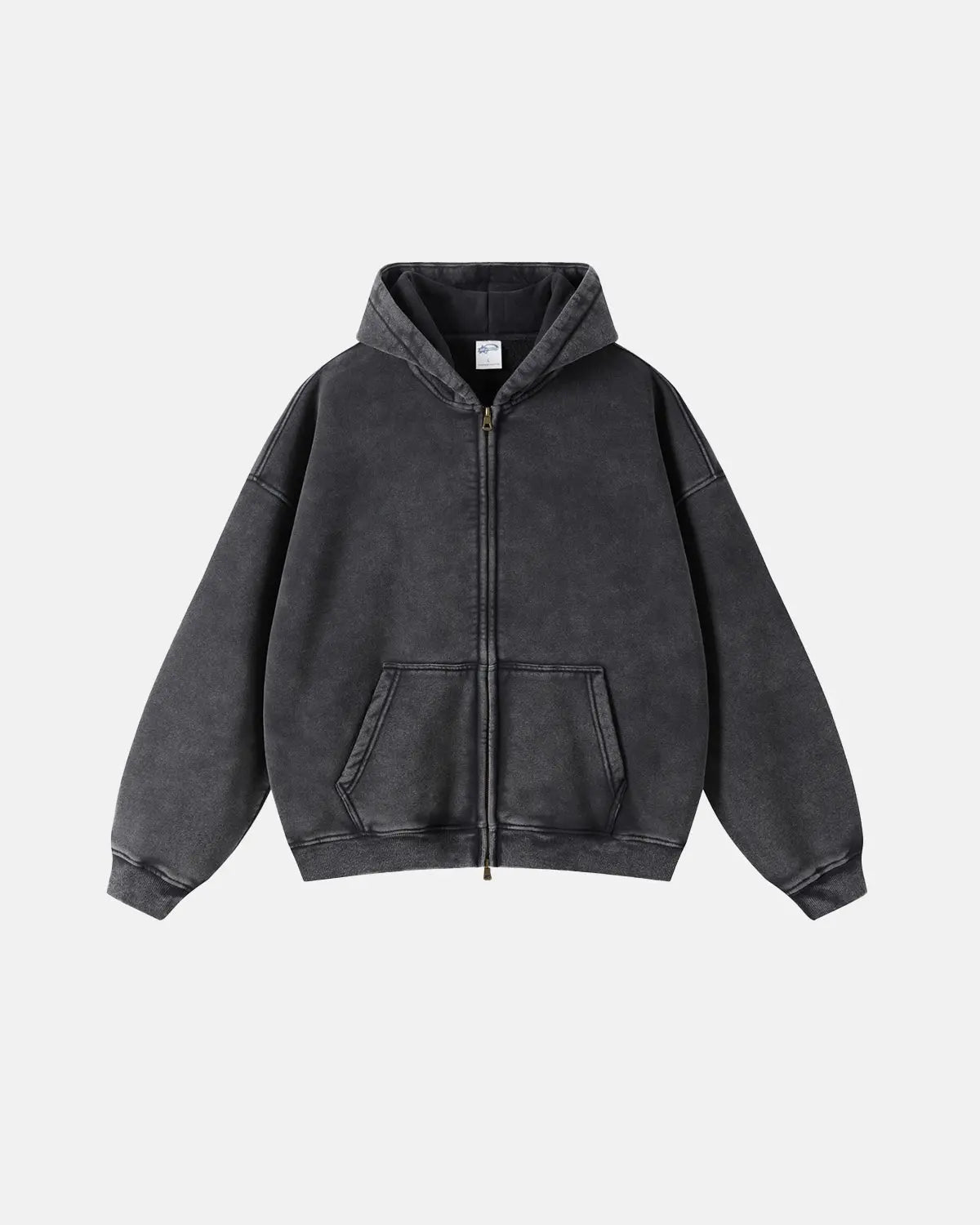 Washed Distressed Fleece Zip Up Hoodies