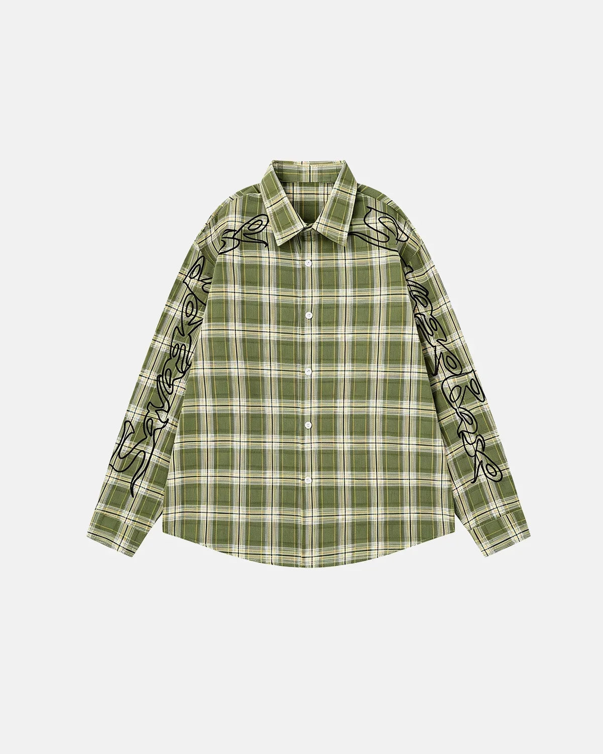 Abstract Line Plaid Shirt