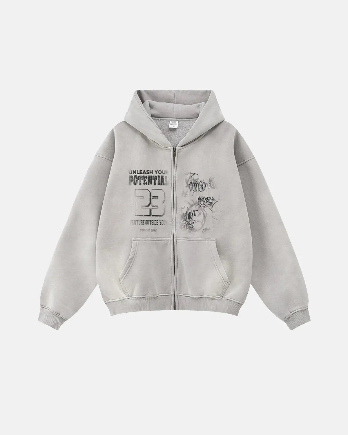 Graphic Washed Zip Up Hoodies