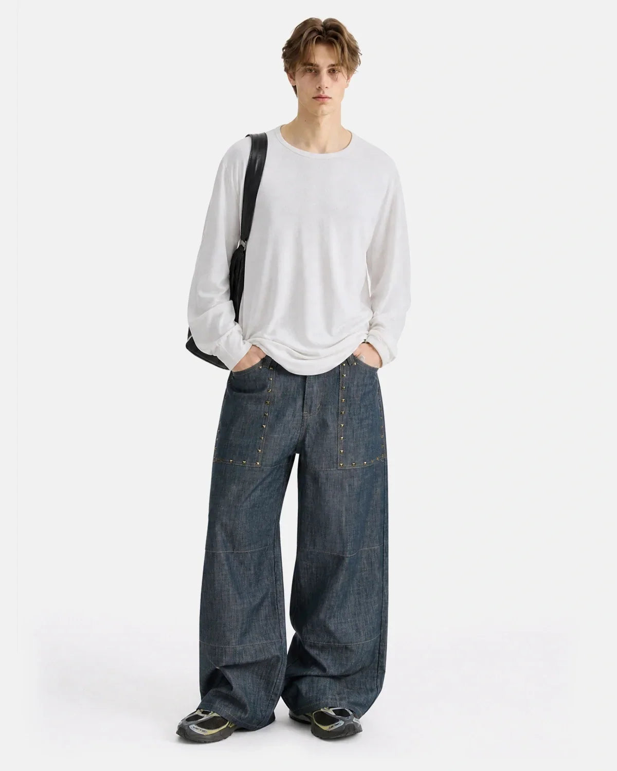 Pyramid Stud Pocket Baggy Jeans