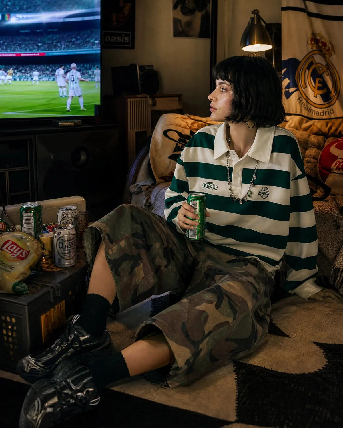 Oversized Camo Cargo Longline Shorts