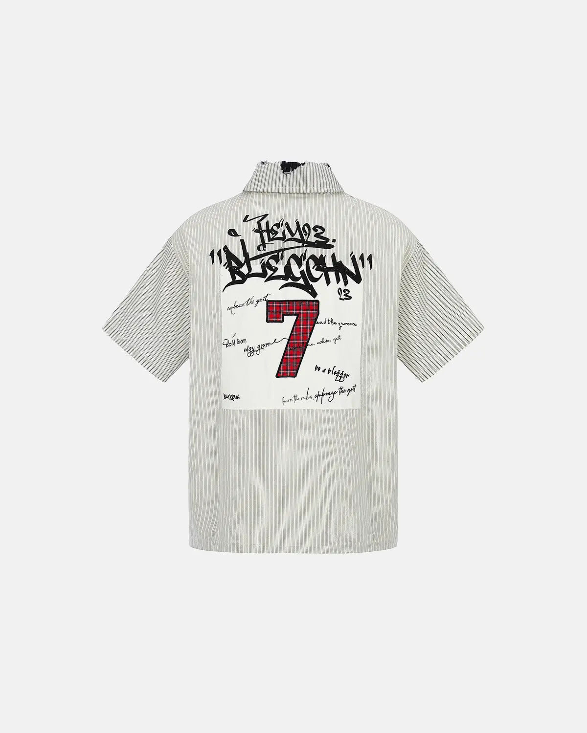 Chemise à manches courtes rayée avec patch graffiti