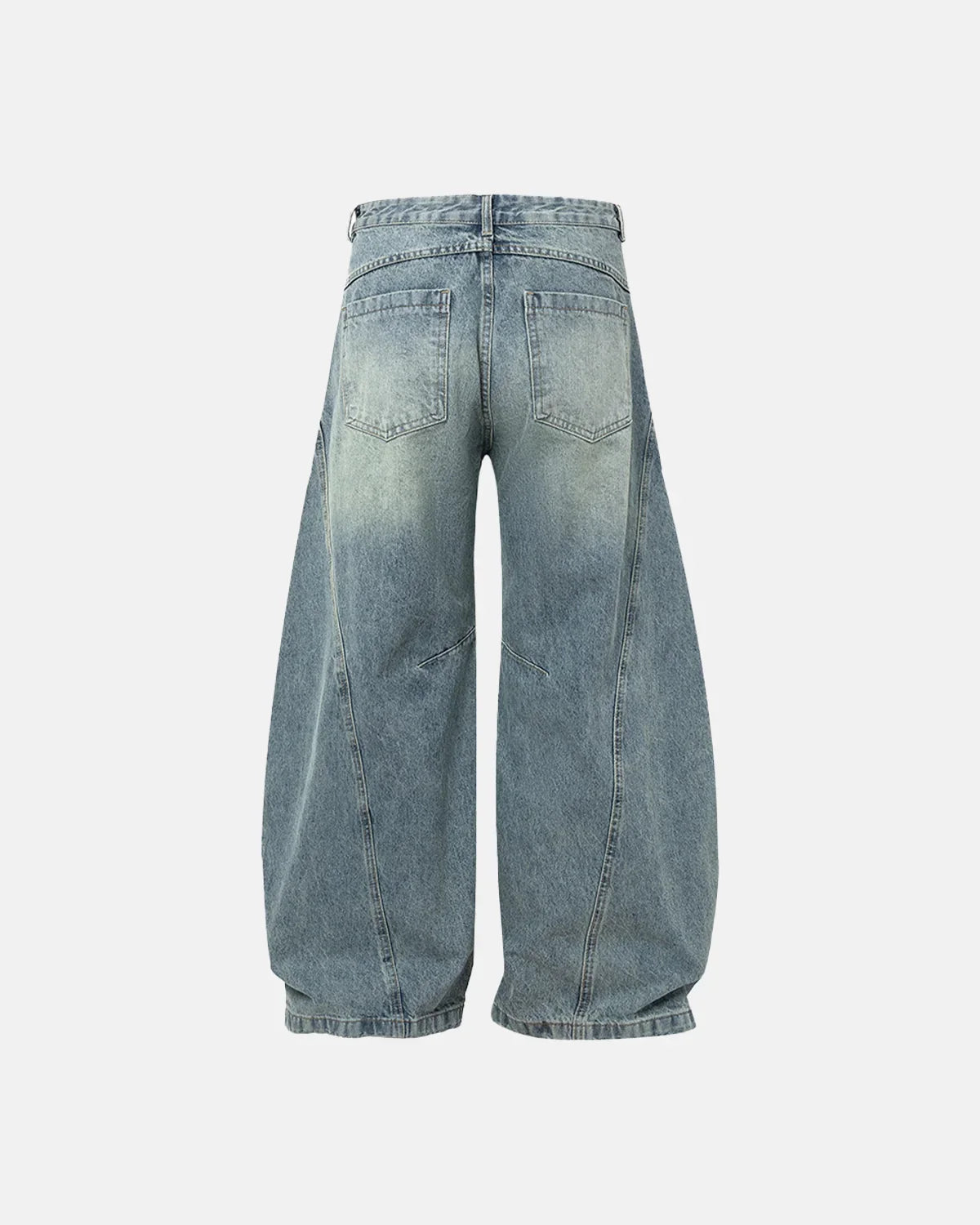 Acid Washed Distressed Barrel Jeans
