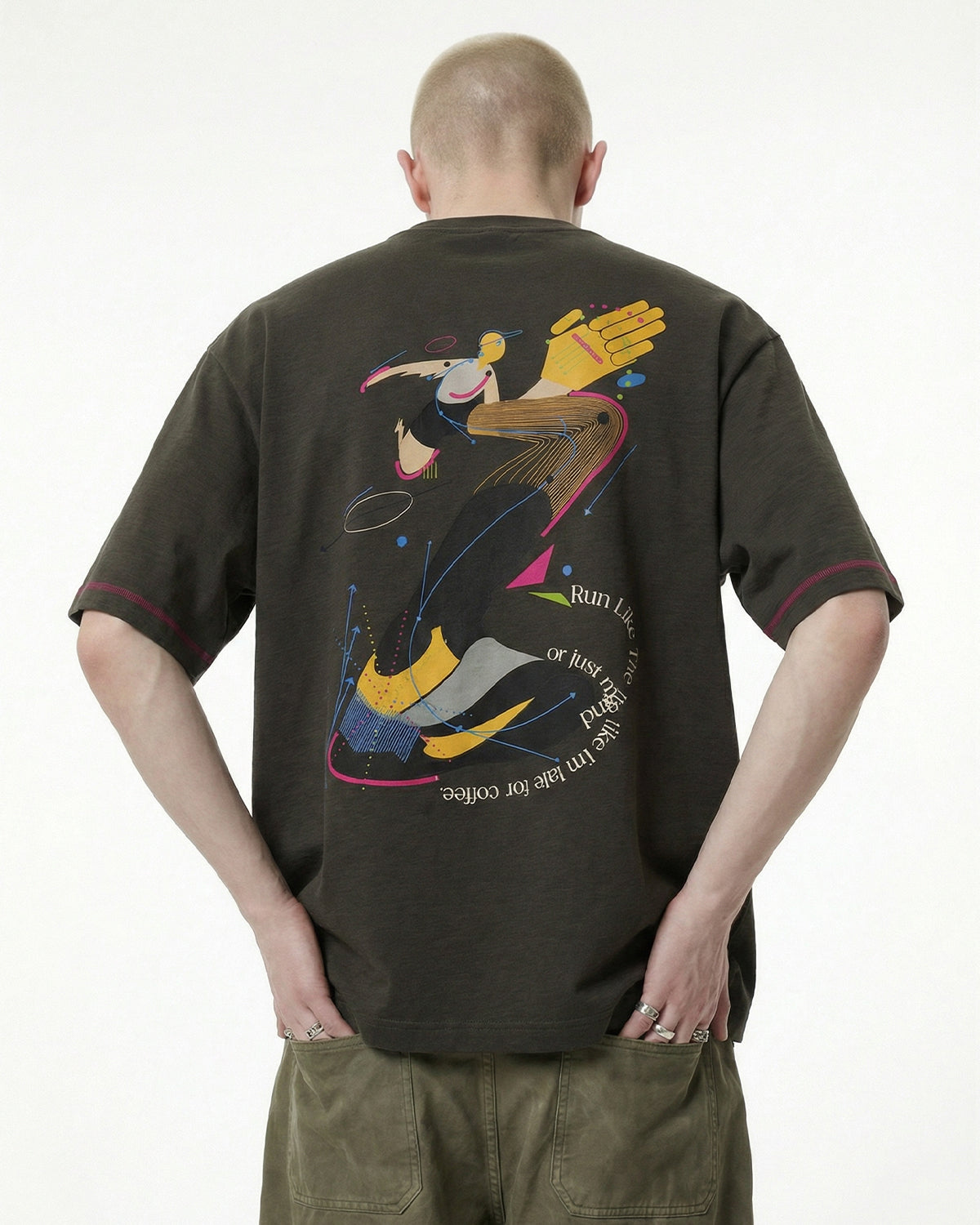 Contrast Stitching Graphic Tees