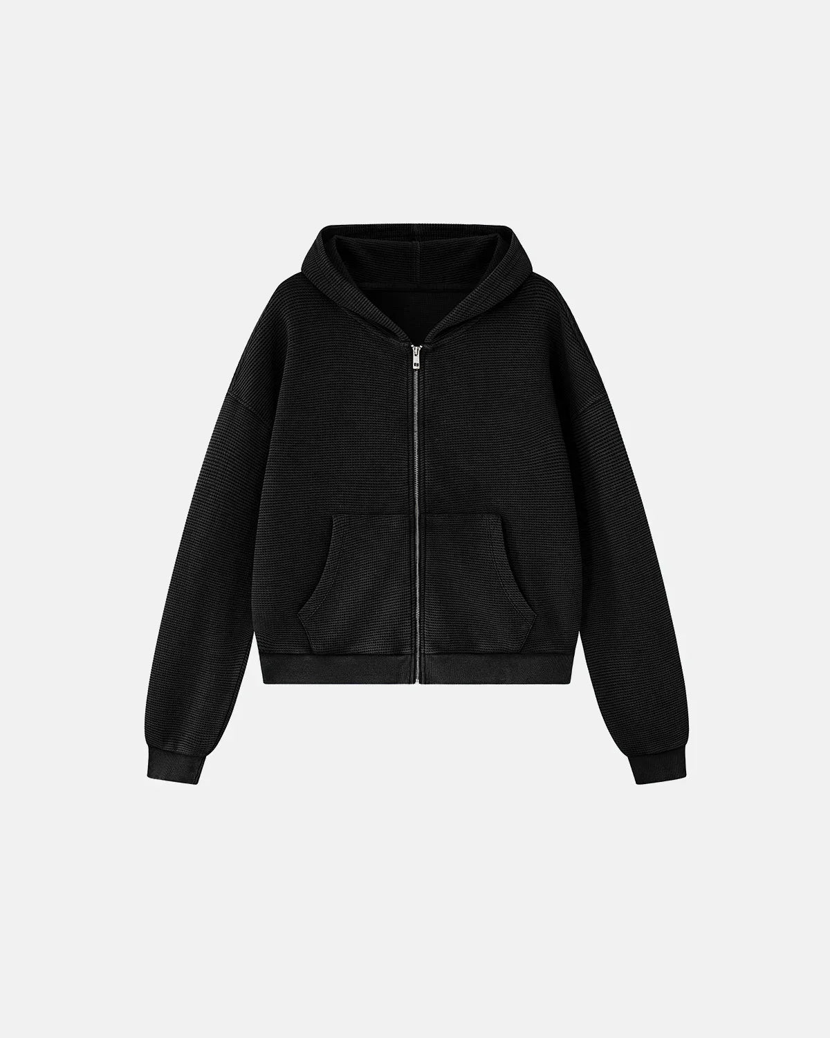 Sweat à capuche zippé gaufré délavé vintage