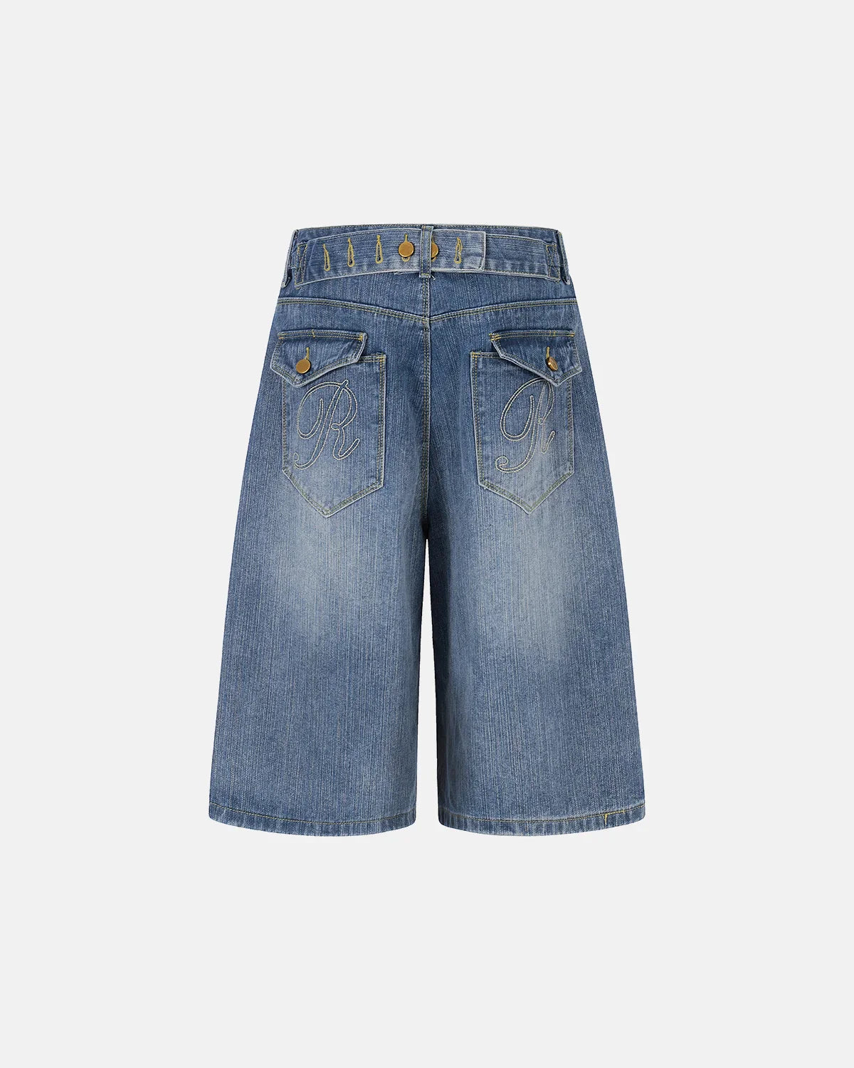 Cinch Back Bamboo Weave Long Jorts