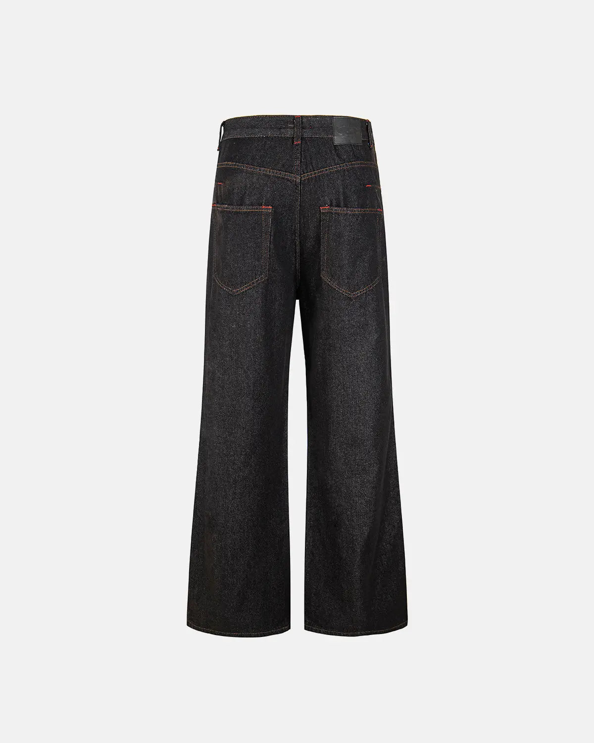 Asymmetric Buckle Raw Baggy Jeans
