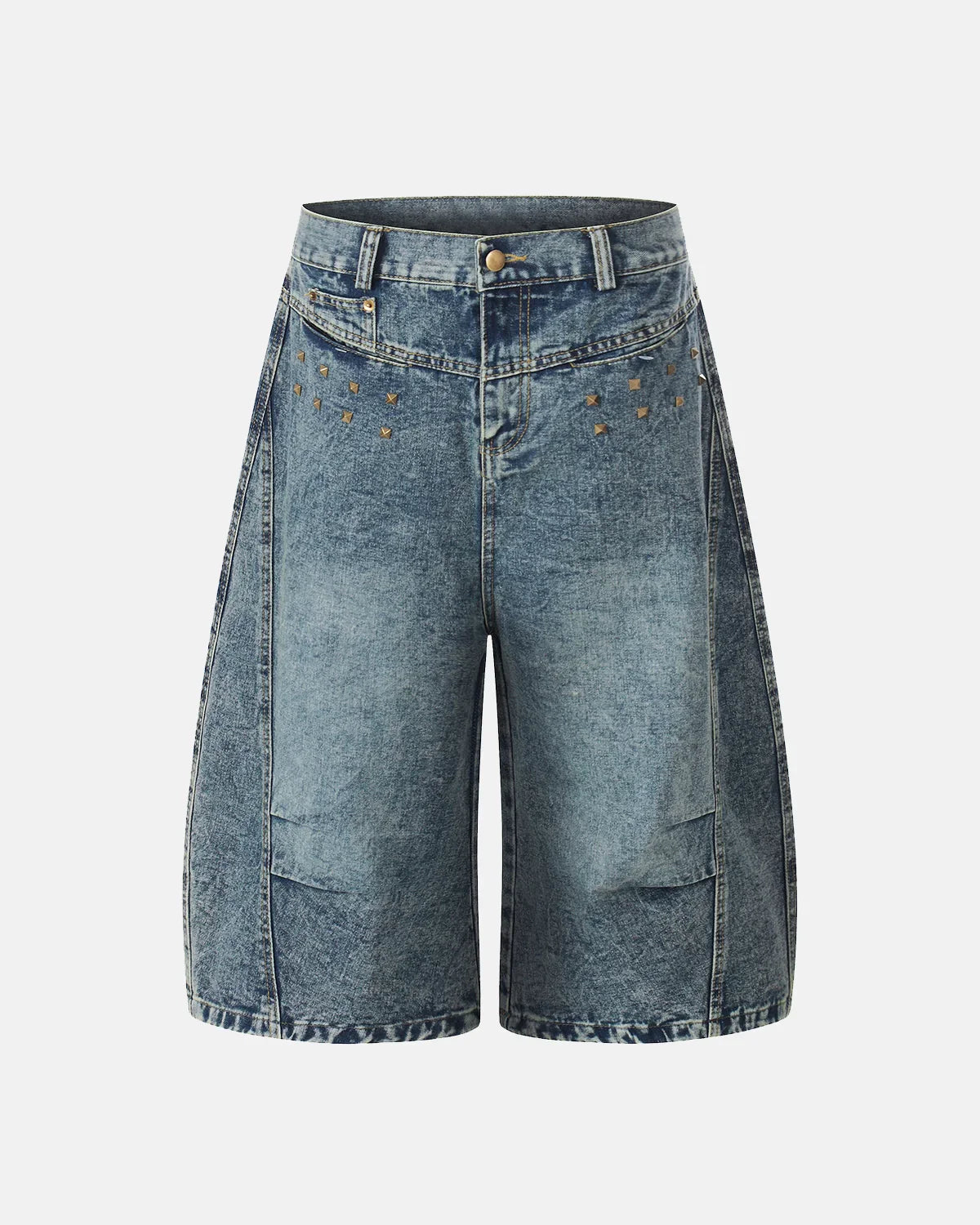 Studded Washed Long Baggy Jorts