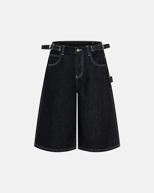 Raw Denim Baggy Jorts with Adjustable Tabs - Raw / S