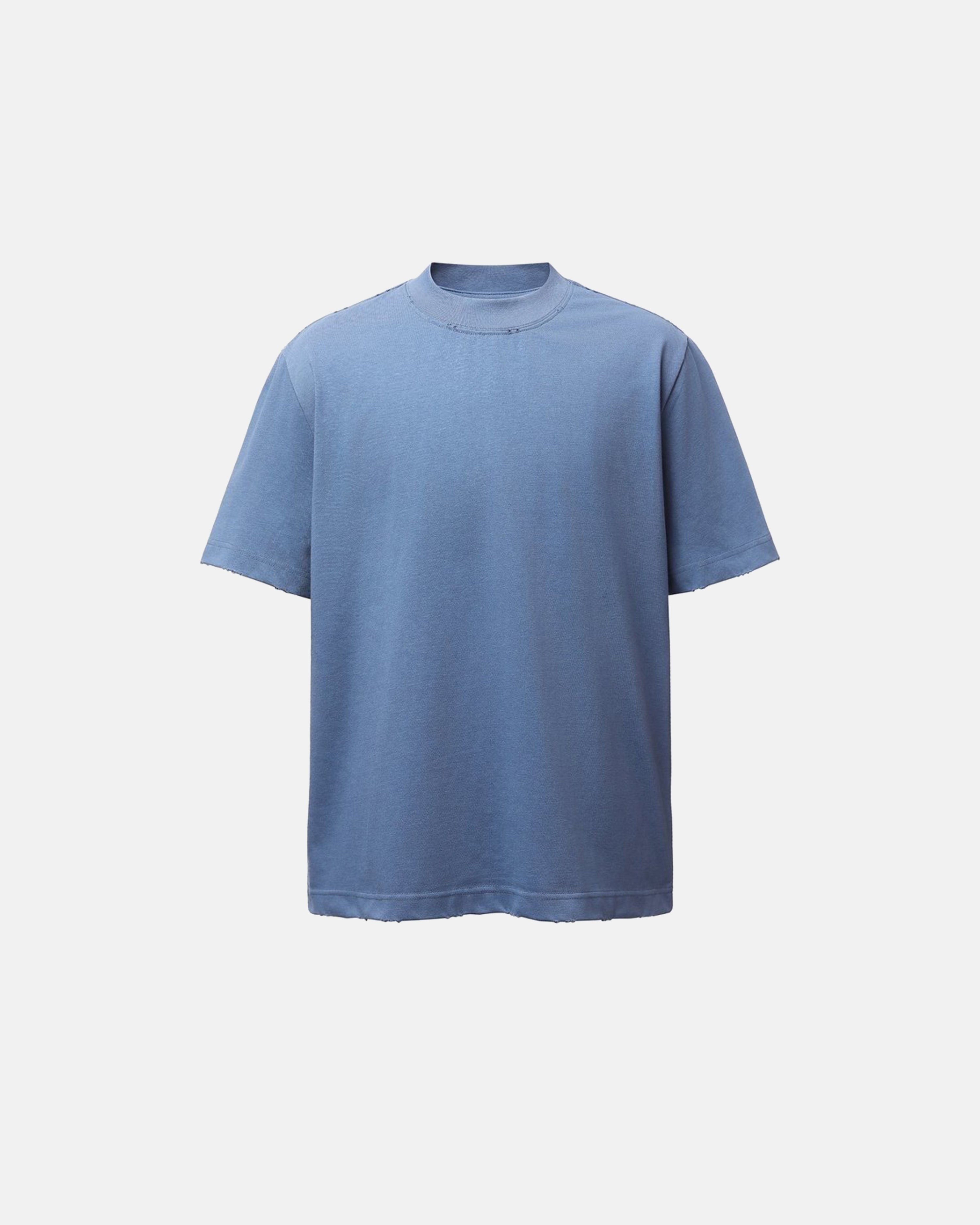Distressed Washed Mock Neck T Shirt