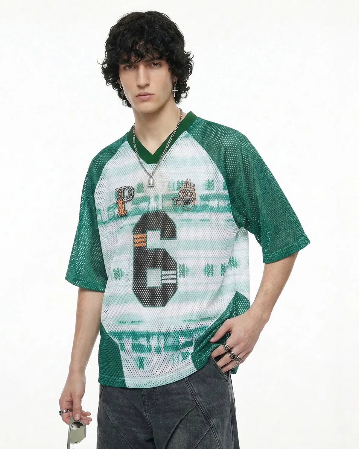 Colorblock Graphic Mesh Jersey