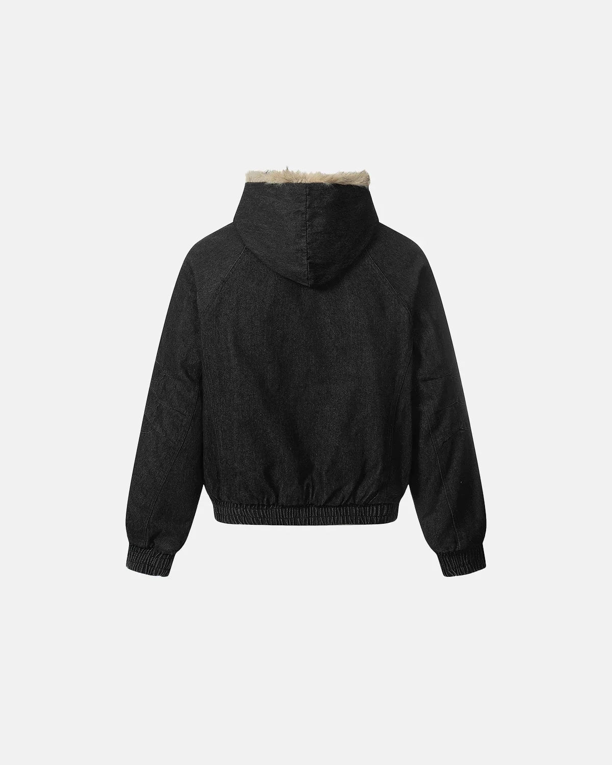 Faux Fur Hooded Padded Denim Jacket MADXMARX