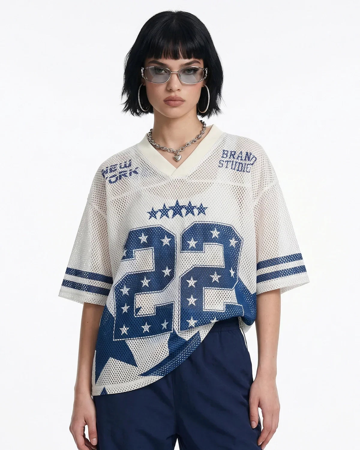 Star Graphic Oversized Mesh Jersey