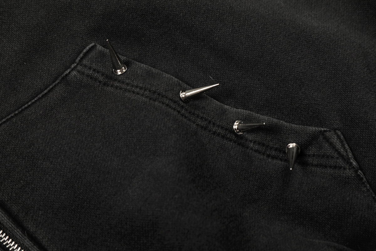Madxmarx Studded Zip-Up Hoodie