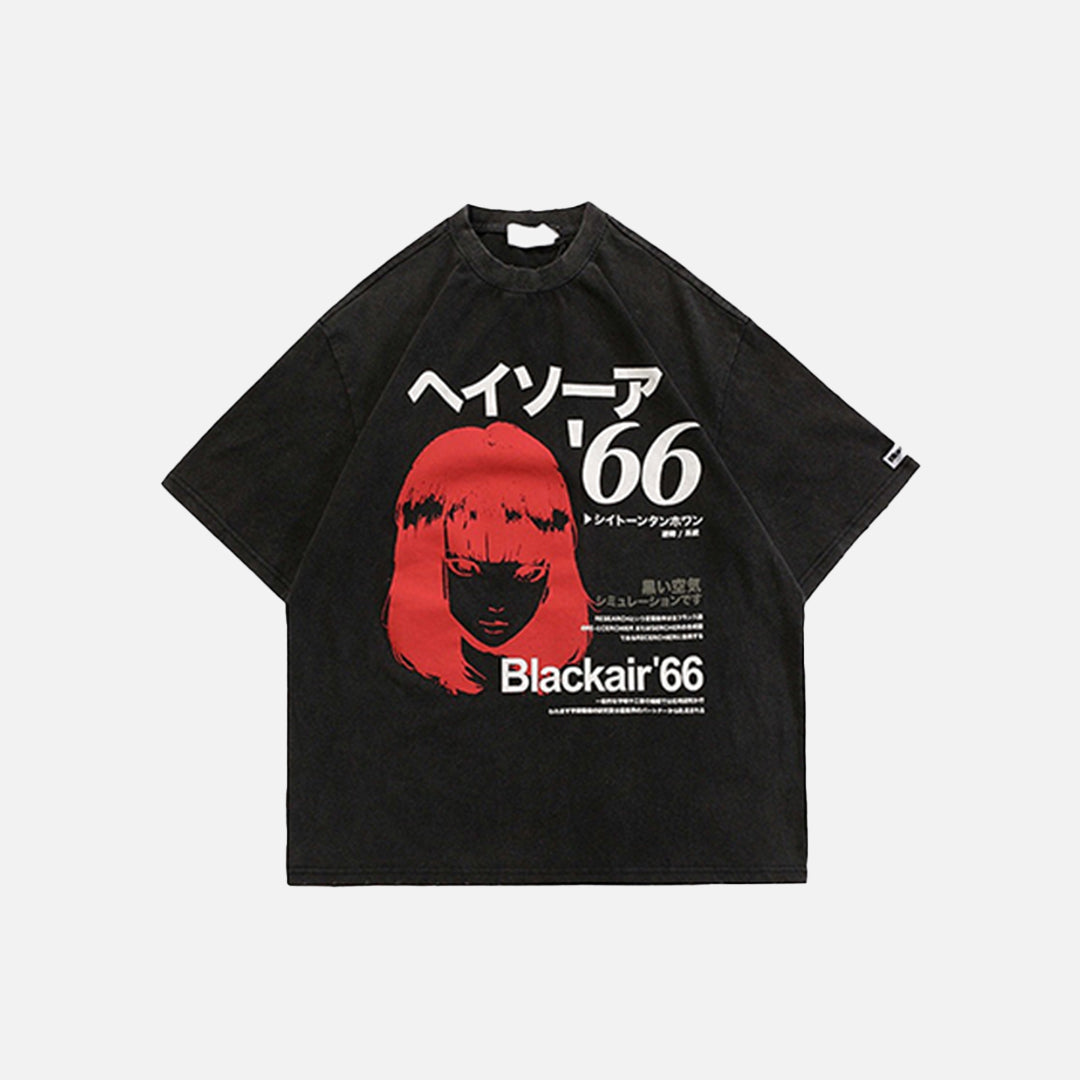 Camiseta con estampado de letras japonesas de Street 66