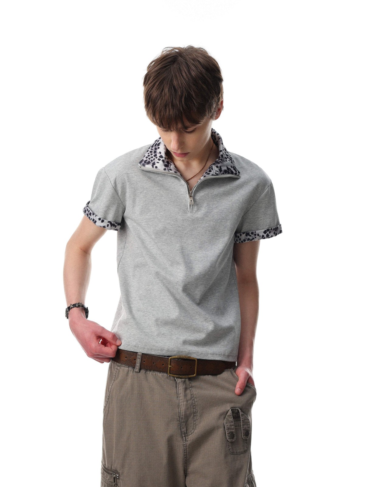 Madxmarx “Leopard Trim Zip Polo”