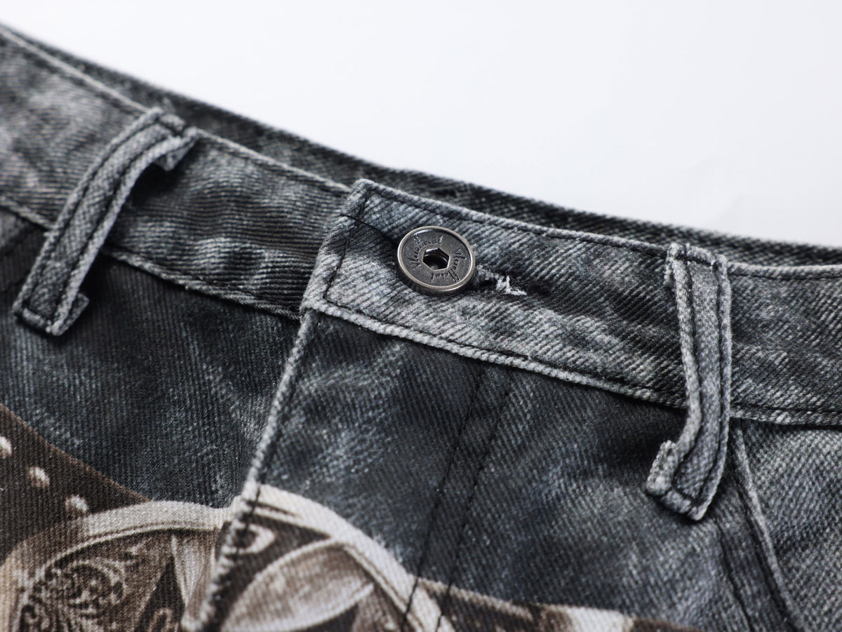 Madxmarx Washed Studded Wide-Leg Jeans