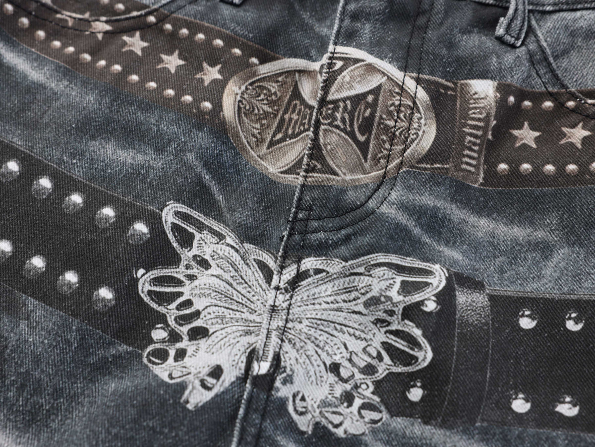 Madxmarx Washed Studded Wide-Leg Jeans