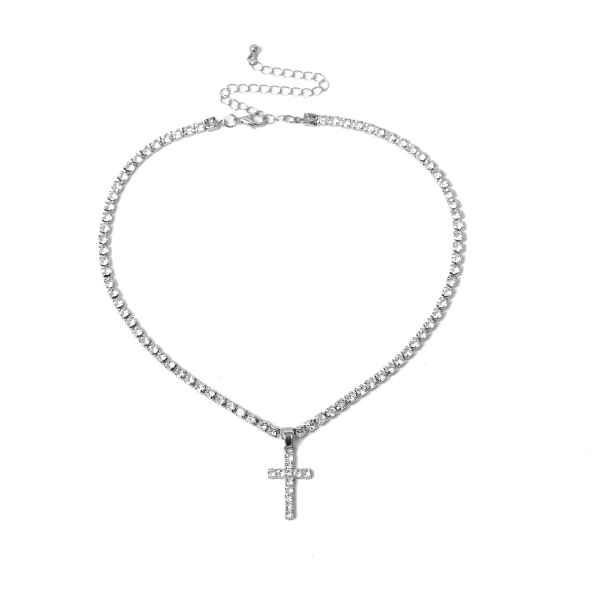 Diamond Cross Collarbone Necklace