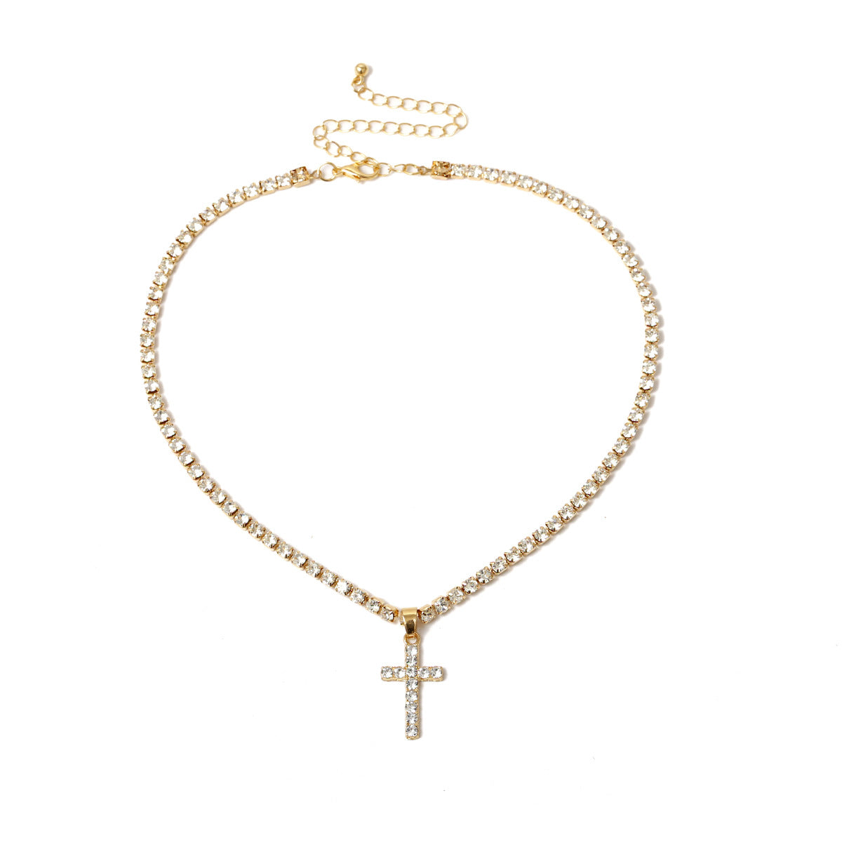 Diamond Cross Collarbone Necklace