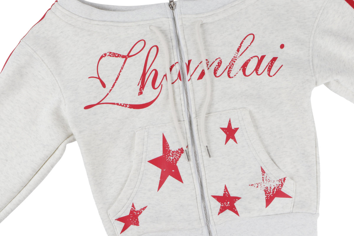 Madxmarx Star Off-Shoulder Zip Hoodie