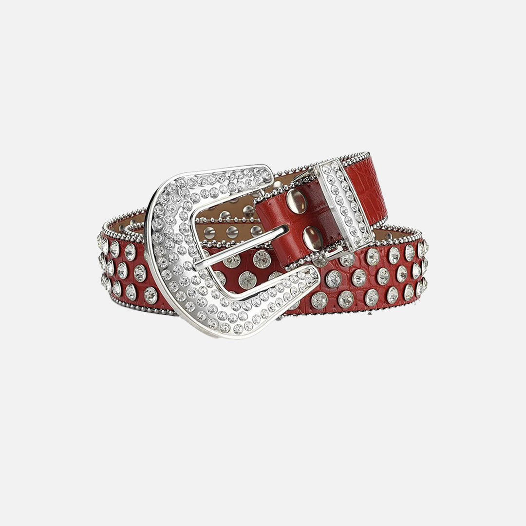 Rhinestone Leather Y2K Belt