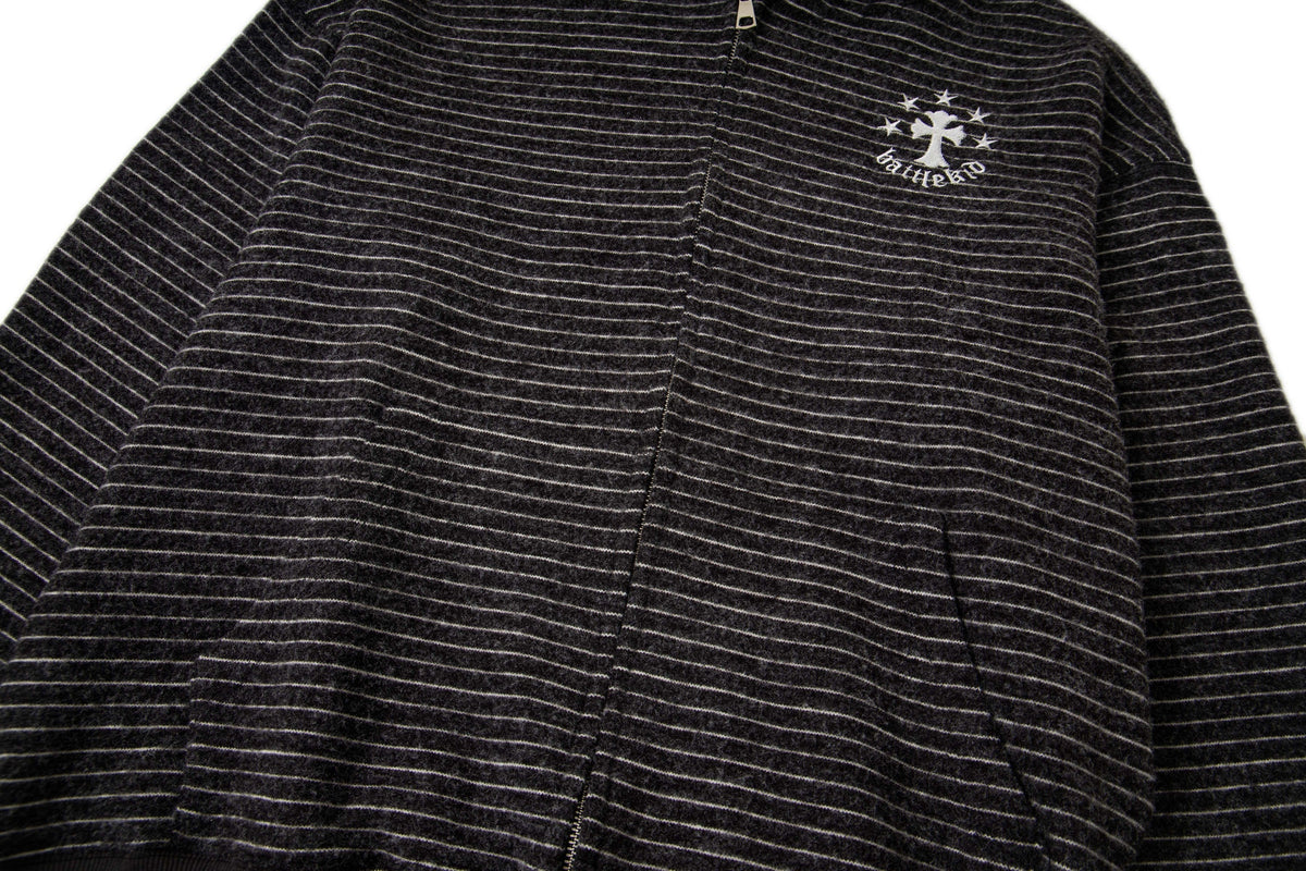 Madxmarx Striped Knit Zip Hoodie