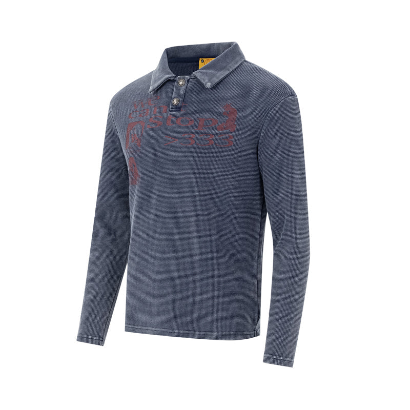 Madxmarx Washed Graphic Polo Long Sleeve