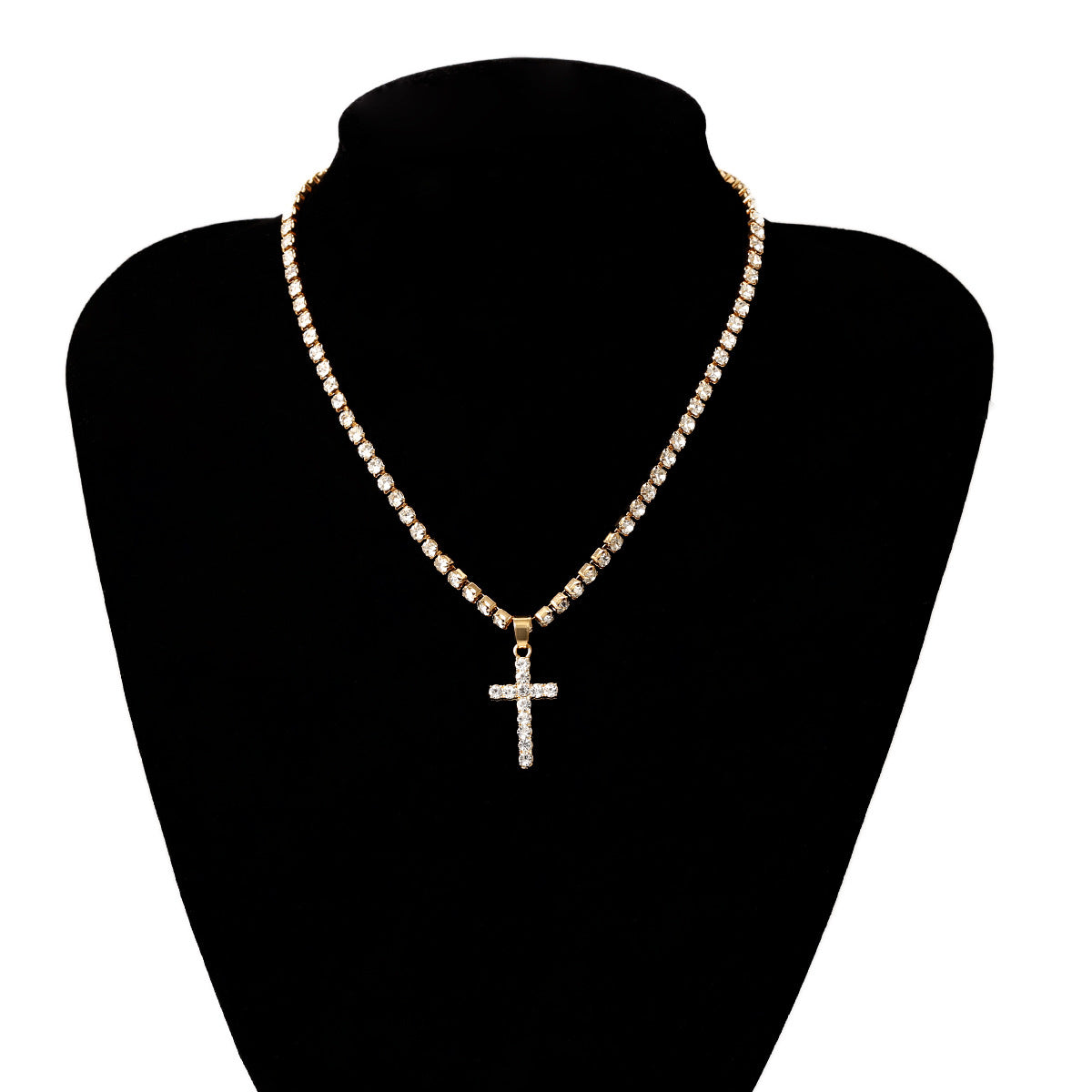 Diamond Cross Collarbone Necklace