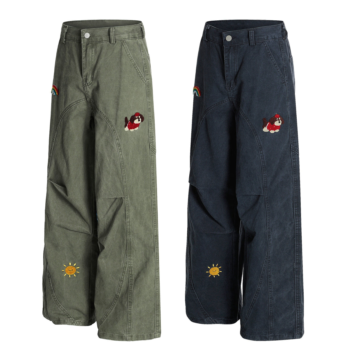 Madxmarx Rainbow Patch Embroidered Pants