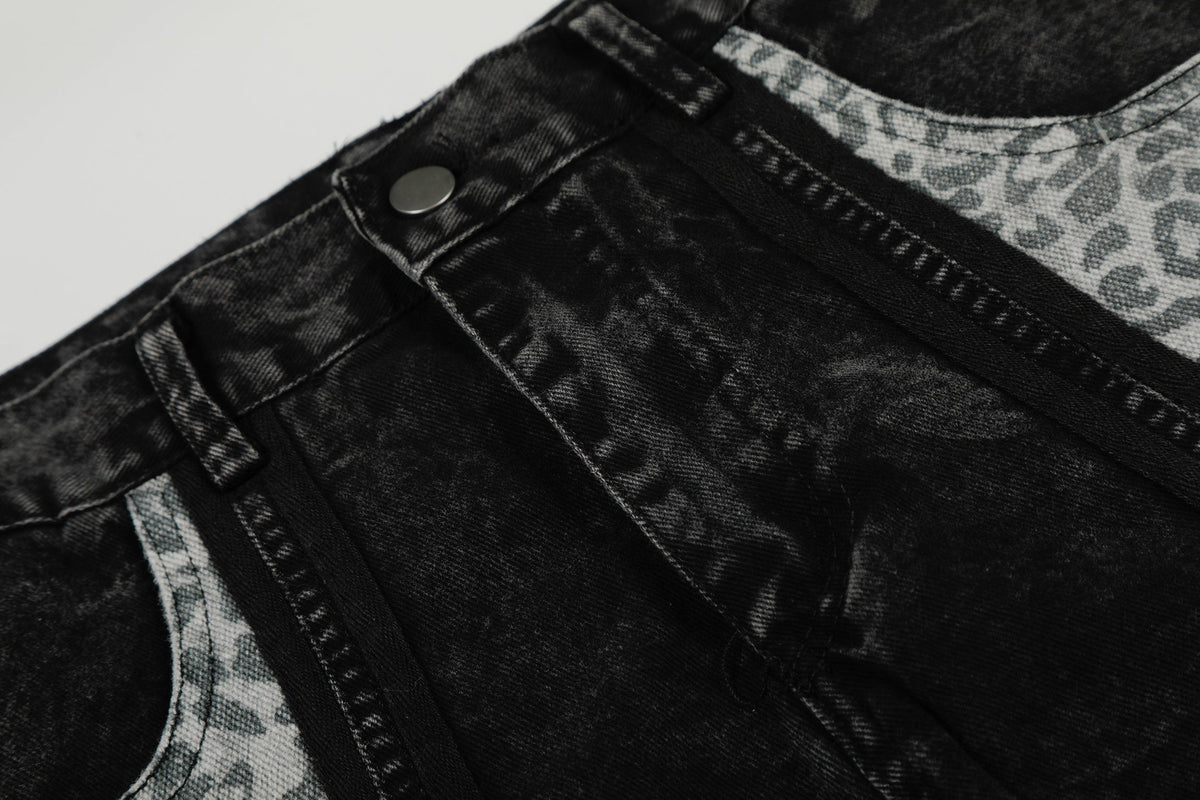 Pantalon en jean à empiècement léopard Madxmarx