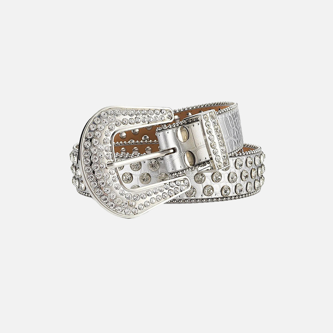 Rhinestone Leather Y2K Belt