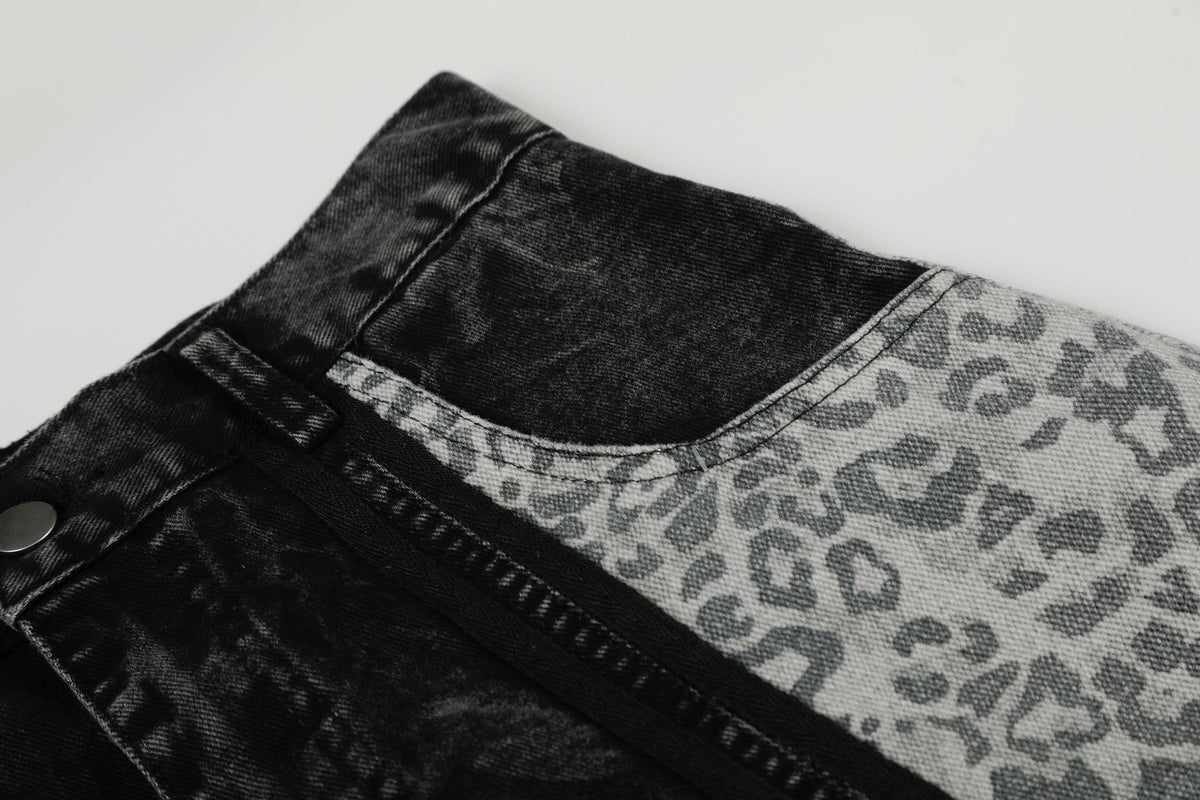 Pantalon en jean à empiècement léopard Madxmarx