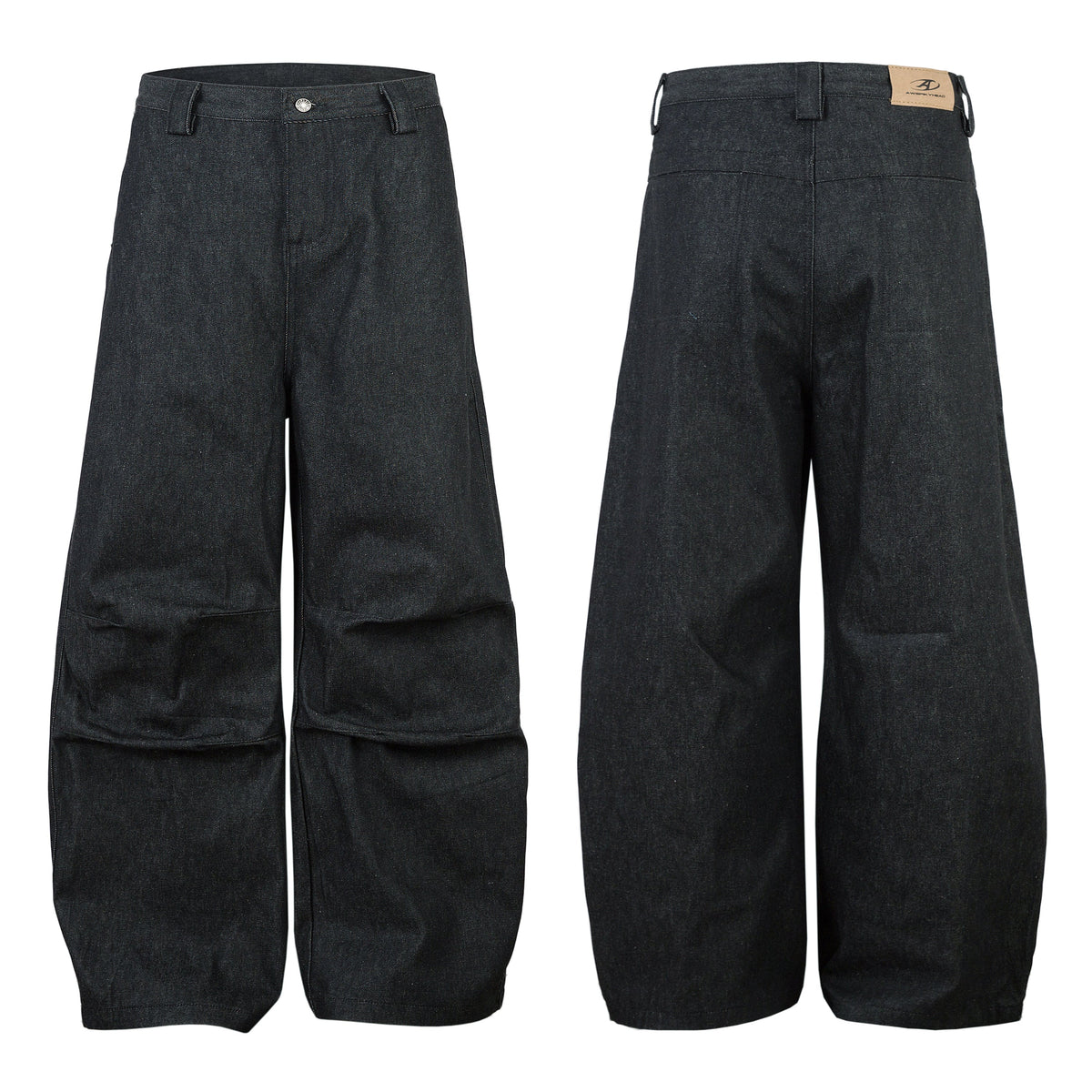 Madxmarx Structured Pleat Wide-Leg Denim Pants