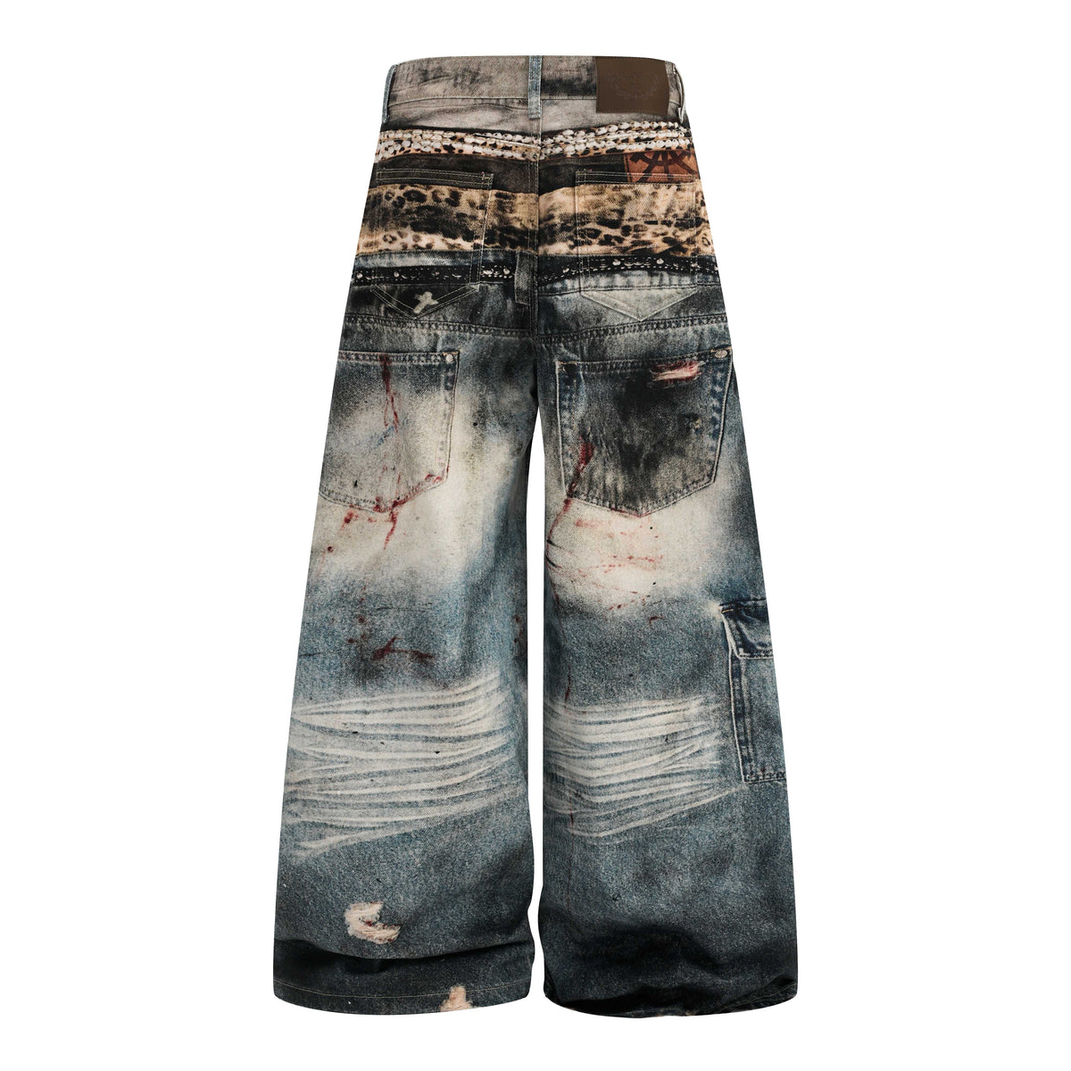 Madxmarx Vintage Chain Patchwork Wide-Leg Jeans