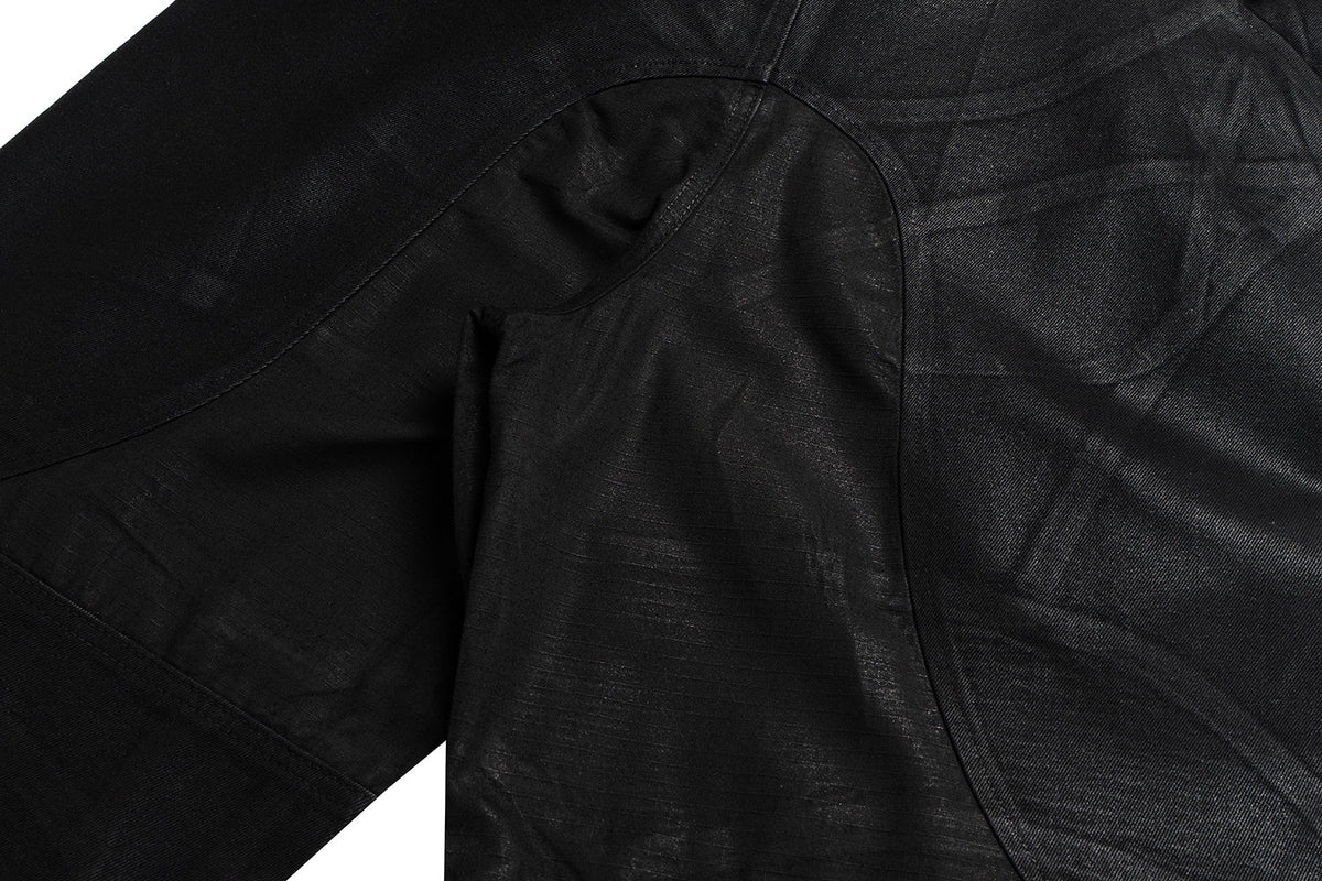 Pantalon en jean et cuir à surpiqûres incurvées Madxmarx