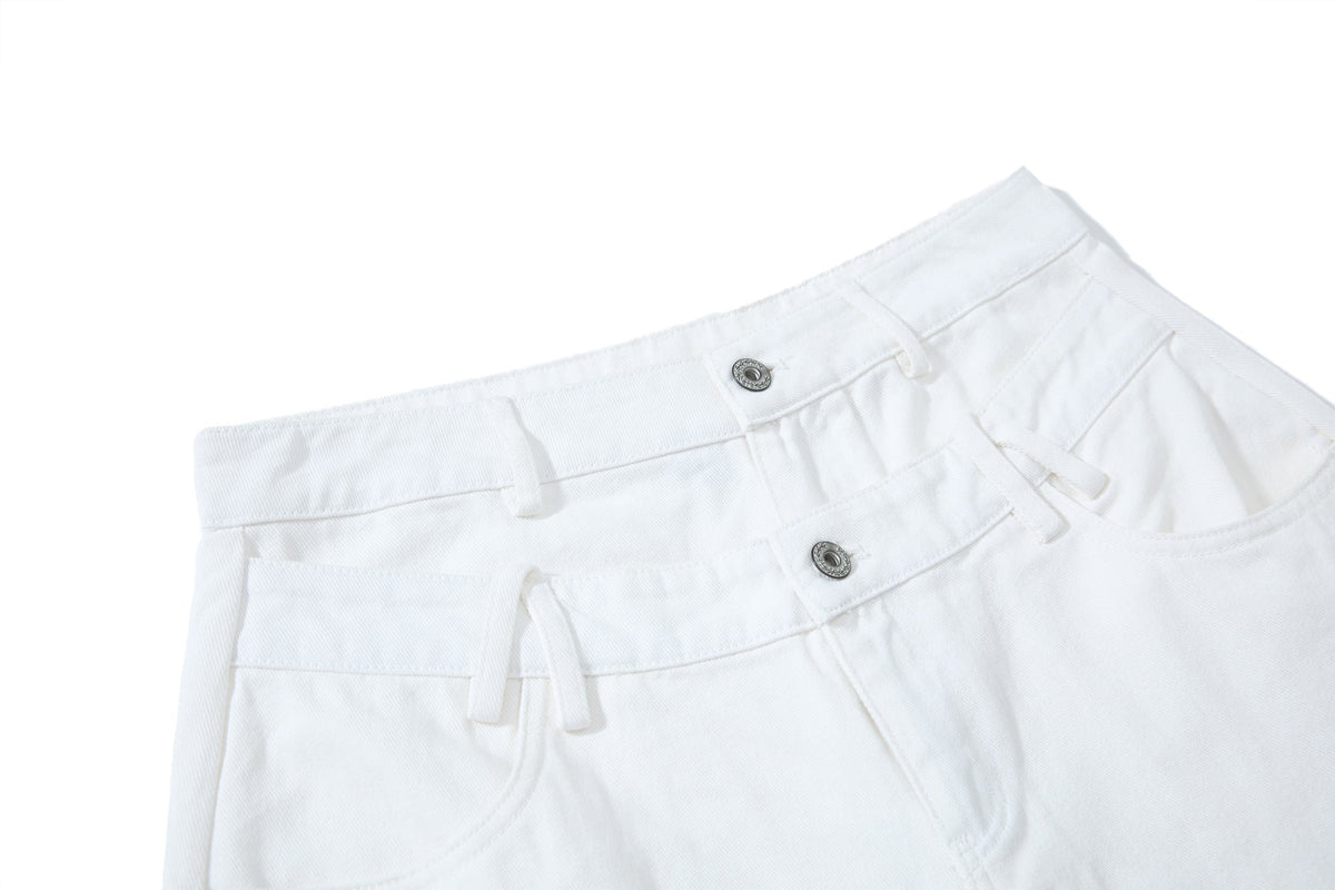 Madxmarx Double-Waist Curved Wide Pants