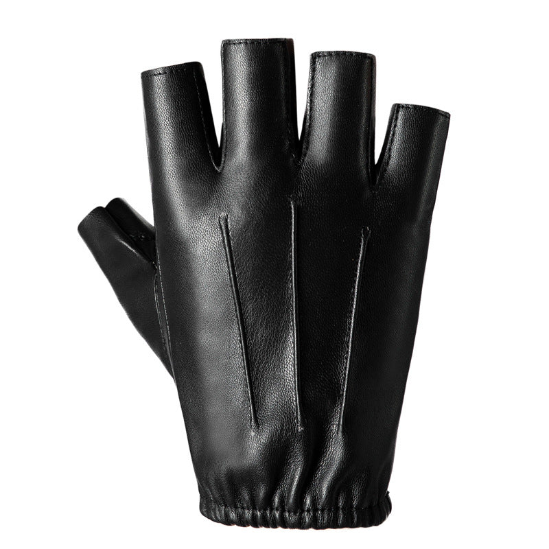 Halloween Costume leather half finger gloves