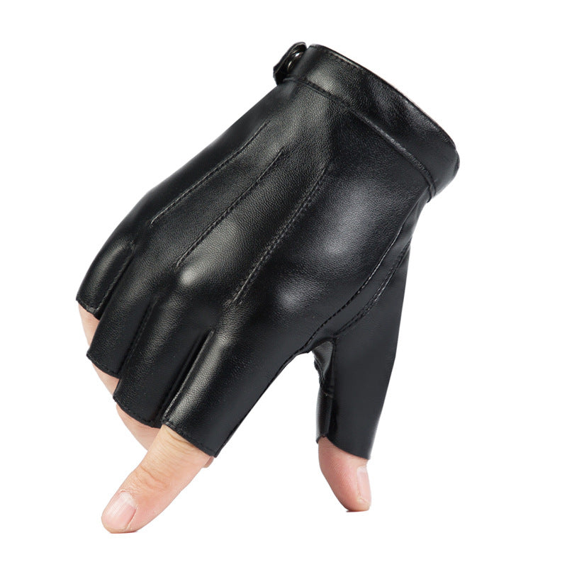 Halloween Costume leather half finger gloves