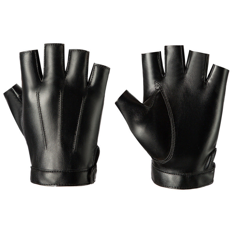 Halloween Costume leather half finger gloves