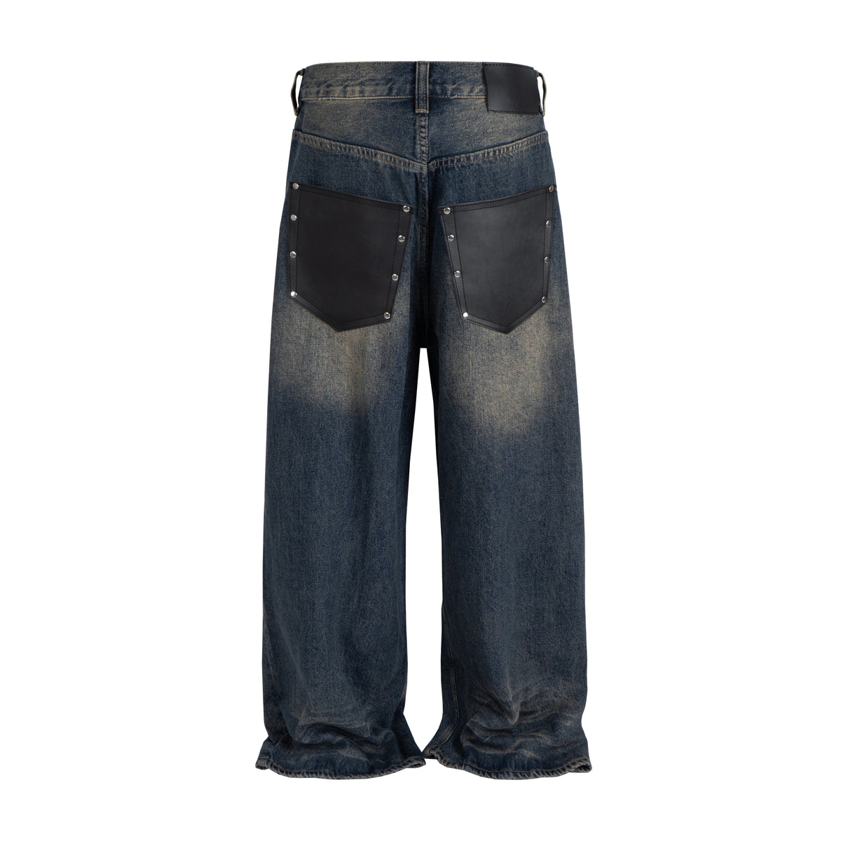 Madxmarx Distressed Leather Patch Denim Jeans
