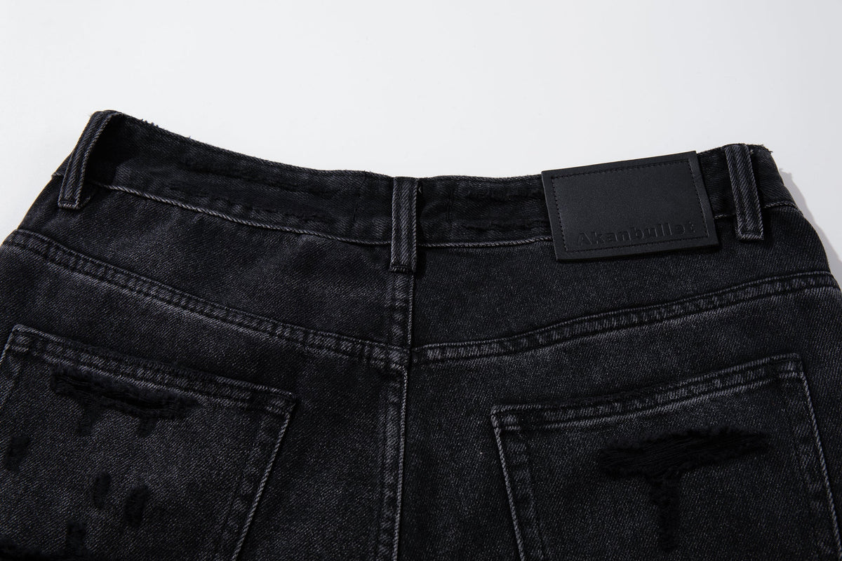 Madxmarx Jeans mit weitem Bein in beschichteter Distress-Optik
