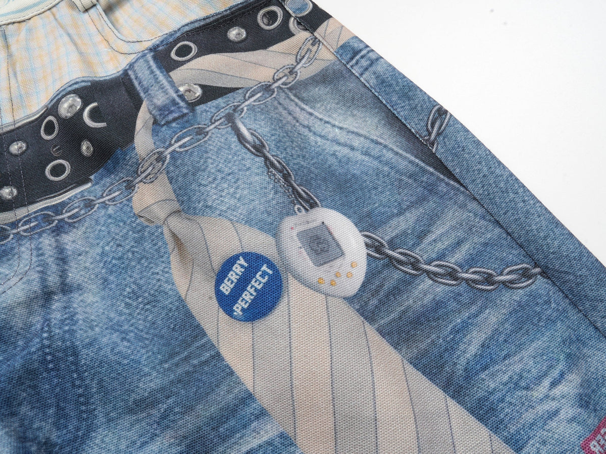 Pantalon en jean trompe-l'œil multicouche Madxmarx