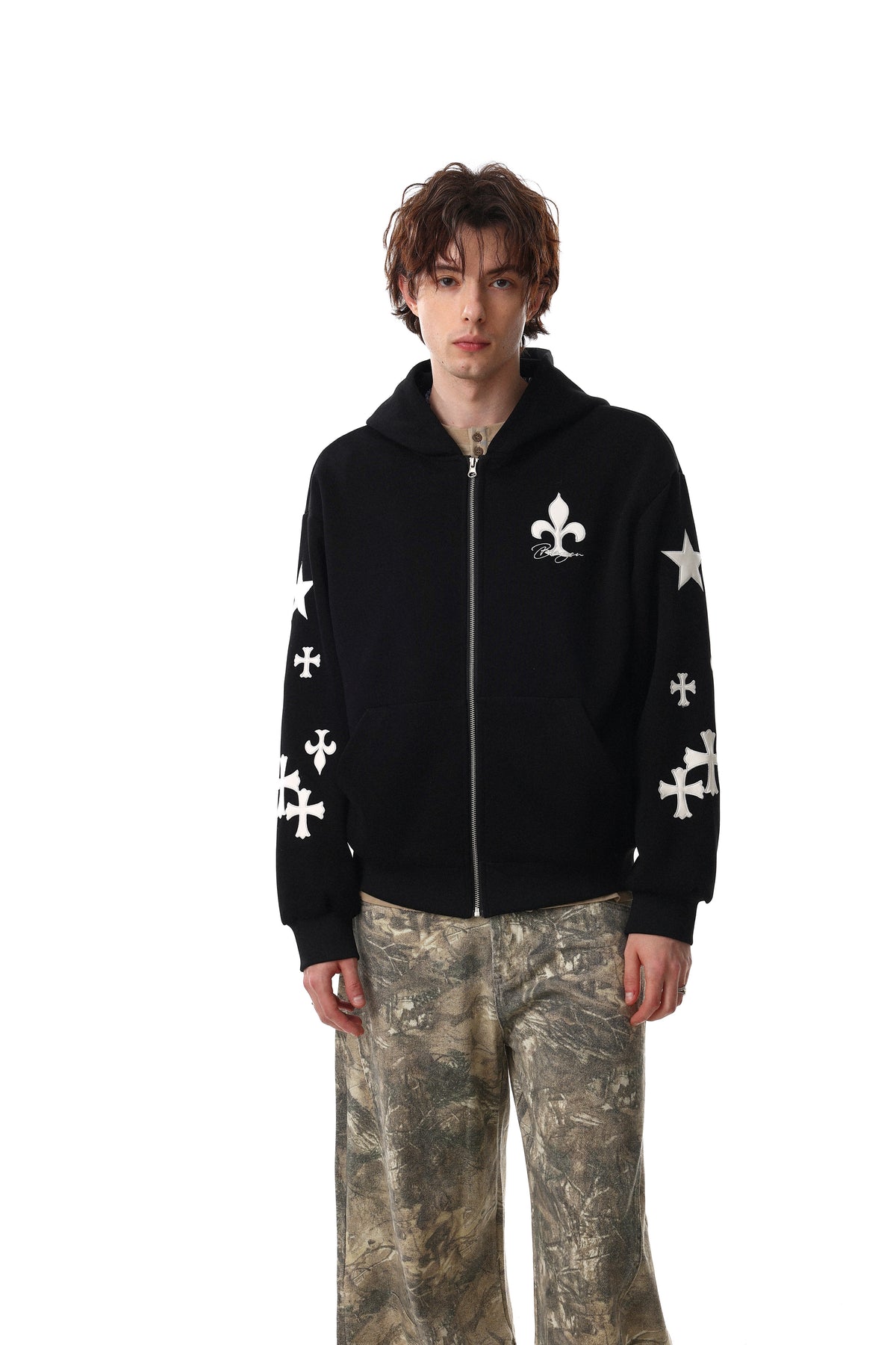 Madxmarx Cross Emblem Zip Hoodie