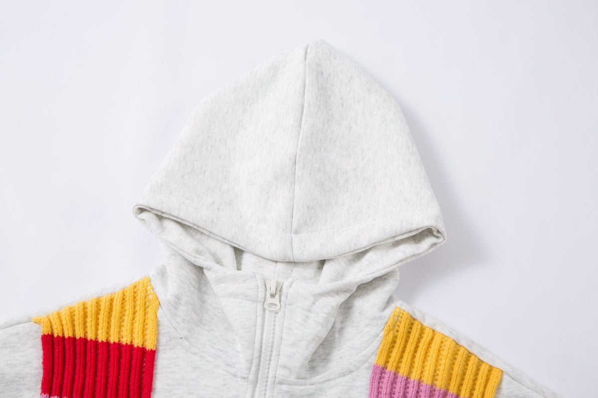 Madxmarx Color-Block Scarf Hooded Zip Jacket