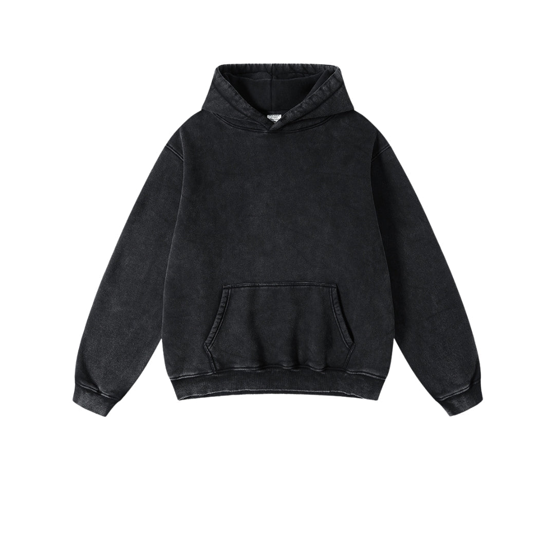 Oversize Fleece Lining Washed Zipper Hoodie & Pullover Hoodie & Pants Setup