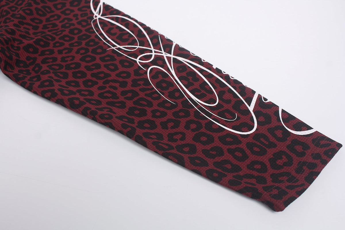 Madxmarx Leopard Print Waffle Long Sleeve